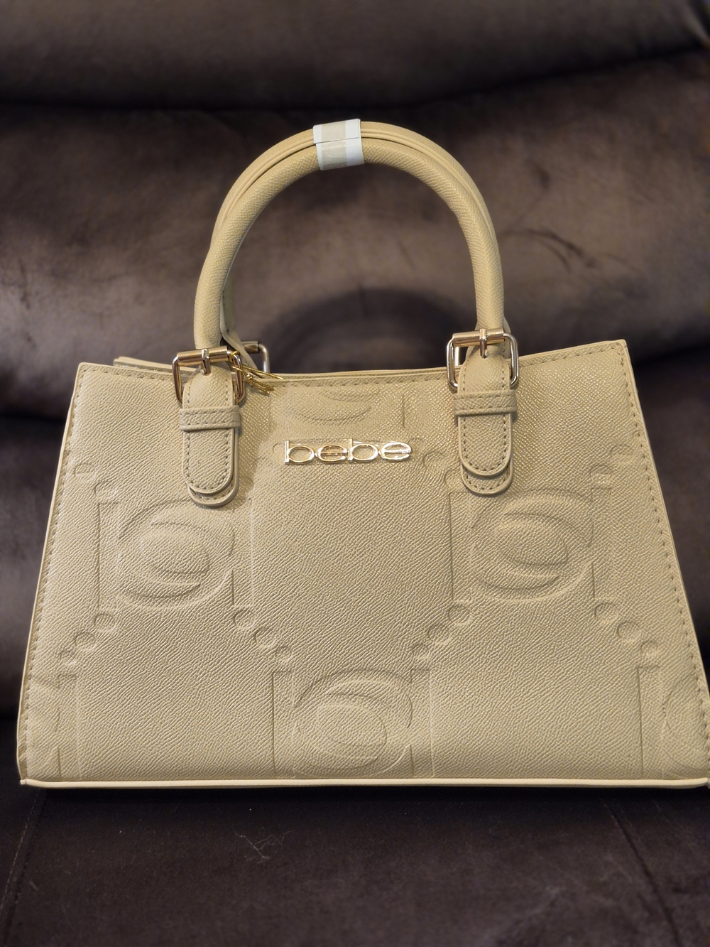 Bebe Almond Faux Leather Embossed Top-Handle Shoulder Bag